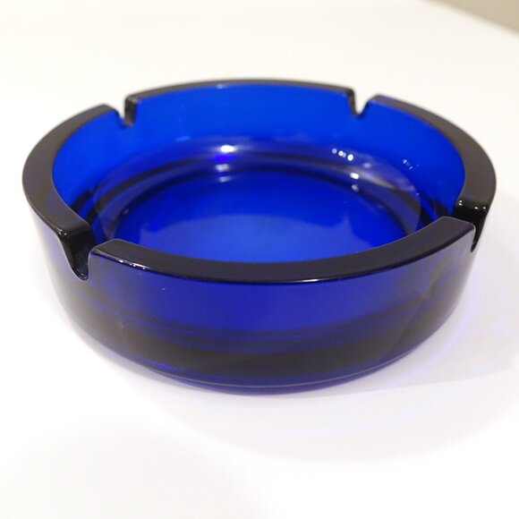 Cobalt Blue Glass Ashtray - Picture 2 of 6